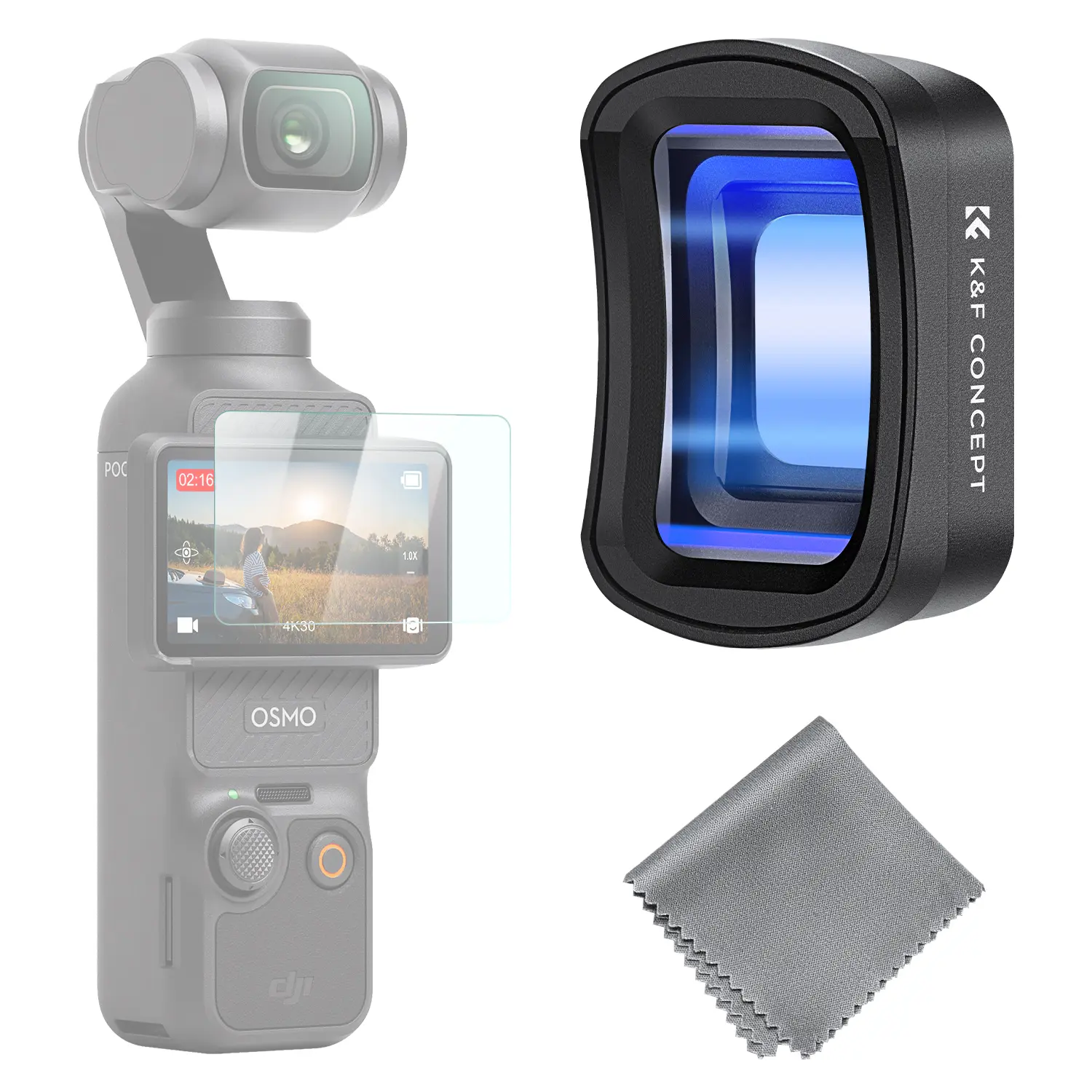 K&F Concept Magnetic 1.2X Anamorphic Cinema Lens, Magnetic Attachment, Multi-Coated Optical Glass, Blue Streak Effect Widescreen Lens Compatible with DJI Osmo Pocket 3/XTRA, Camera Accessory（Without camera）