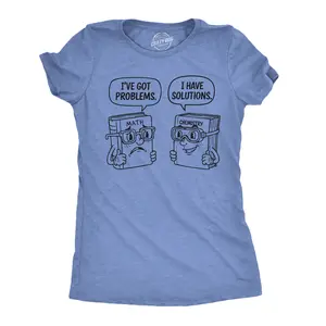 Womens Funny T Shirts Problems and Solutions Sarcastic Math and Science Graphic Novelty Tee for Ladies Funny Womens T Shirts Cute Vintage Fashion Casual Ladies T-Shirt Gift Nerd Tops for Women Funny Science Top Light Blue
