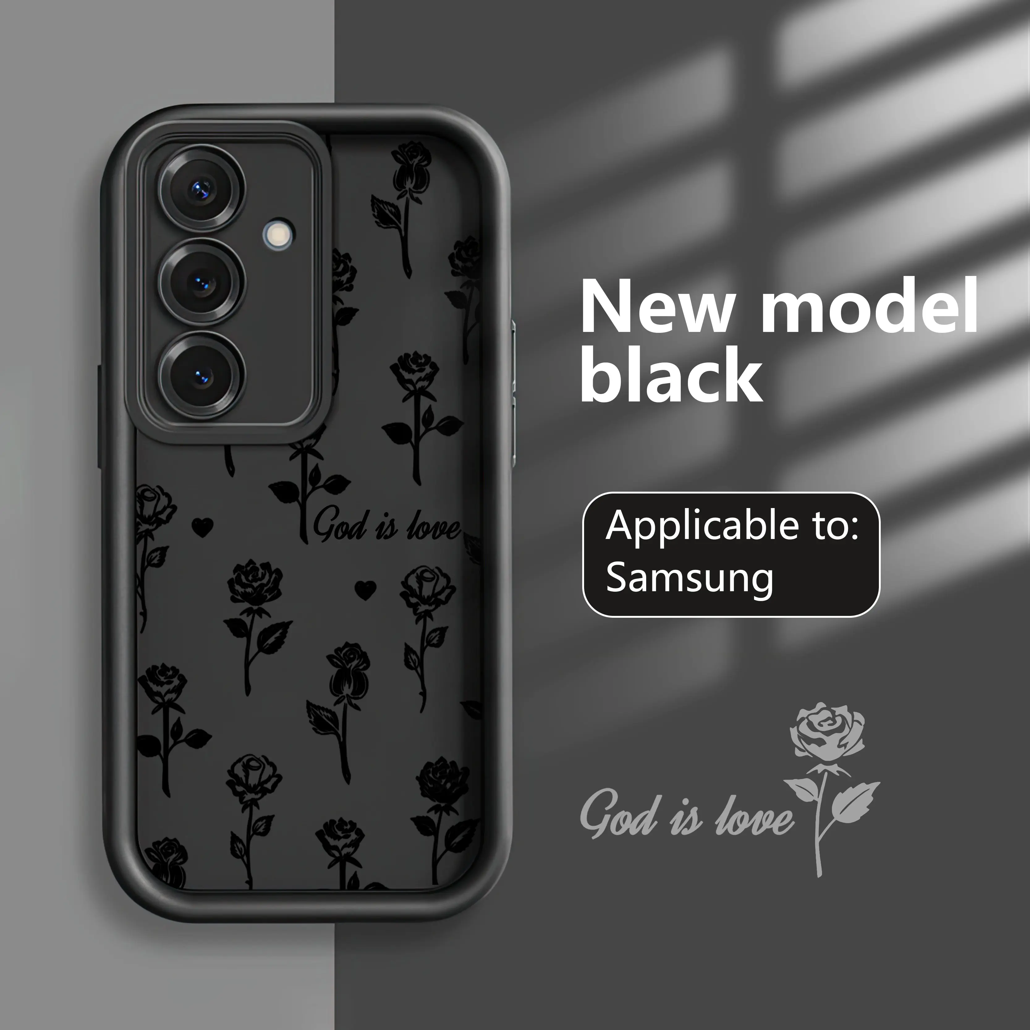 Elegant Rose:God Is Love Pattern Phone case for Samsung Galaxy S25 S24 S23 S22 A71 A56 A55 A54 A53 A52 A36 A35 A34 A33 A17 A16 A15 A14 A13 Note20 cases, Soft TPU, Bumper Drop Protection, Rugged Durable Back Cover, Faithfully, Perfect Gift for Girls.JL50-2