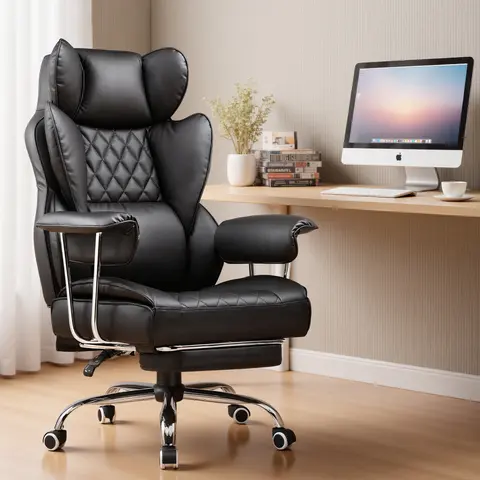 GTPLAYER Adjustable Ergonomic Big and Tall Office Chair - Classic Furniture, Pocket Spring Support, Outward Fixed Armrest, Footrest for Relief, Wide Durable Desk Chair for Long Office Hours, Oversized, Assembly Required [2026 Promotion]