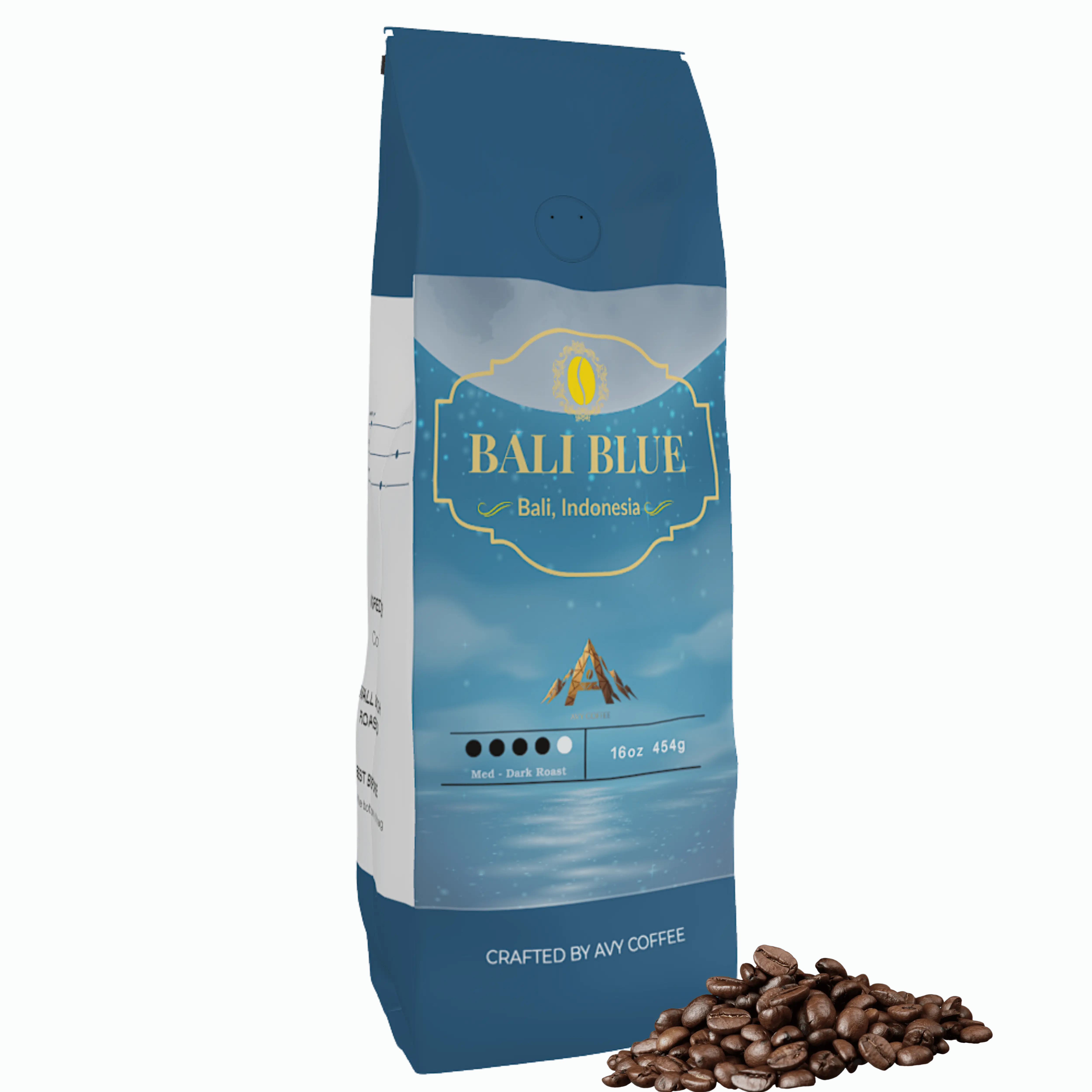 Bali Blue Organic Balinese Coffee Beans - Hand-Picked Wet-Hulled & Patio Dried - Medium Dark Roast - 16oz Bag  Beverage Chocolate