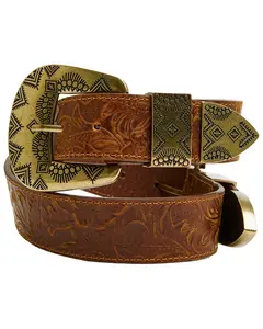 Shyanne Women's Teonna Double Buckle Embossed Belt - Sasp26bt1-Bn