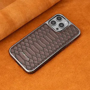 Python Pattern Electroplated Customized TPU Business Leather Smartphone Casing - Shockproof, Anti-Drop Protection Cover for IP 17 Pro Max, 16 Pro Max, 15, 14, 13 Devices, Mobile Phone Accessories