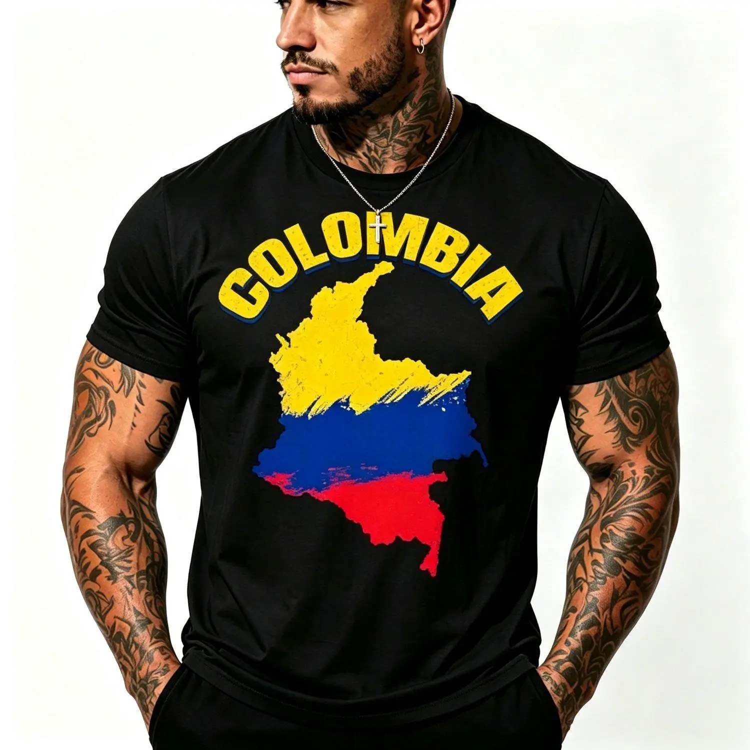Colombian Map Colombian Flag of Colombia Proud Colombian Adult Classic T Shirt Tee Apparel Design