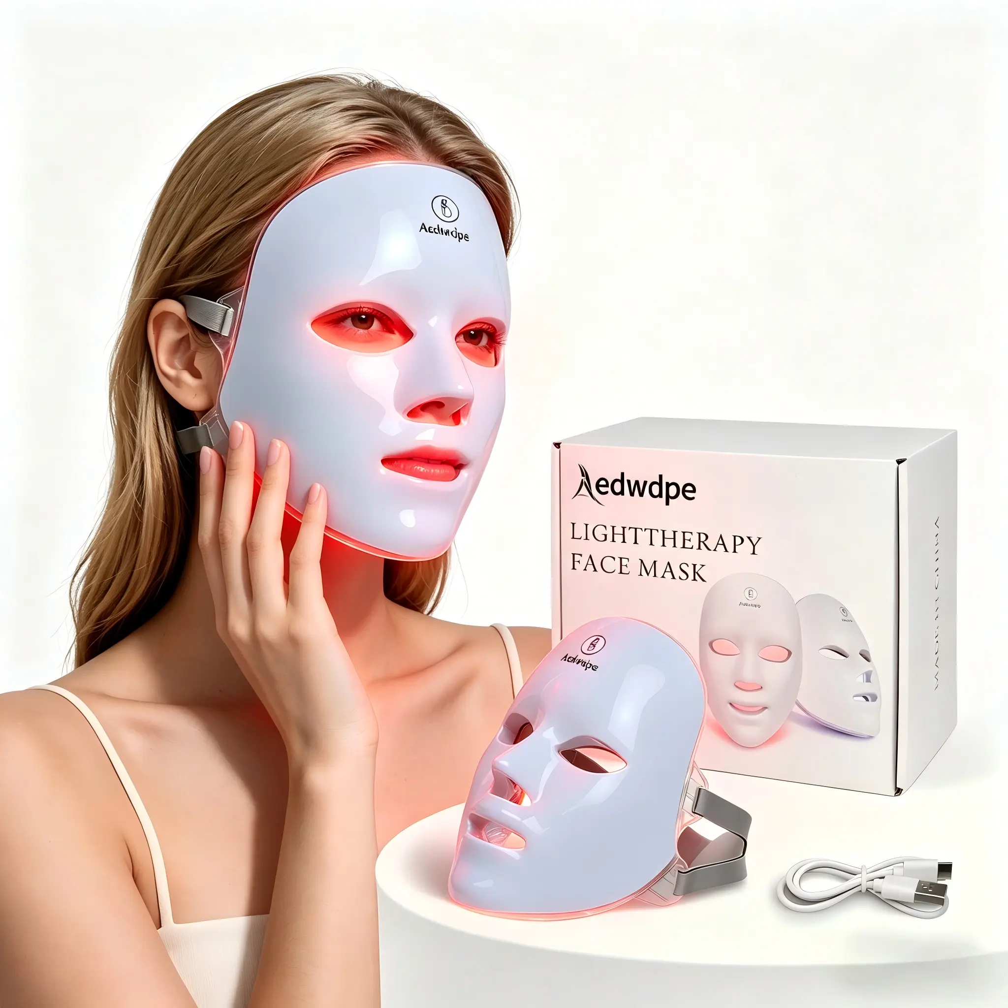 Portable 7-Color LED Photon Beauty Mask, USB Rechargeable Touch Control Facial Mask, Deep Hydration Skin Brightening Firming Therapy Mask, Thoughtful Valentine’s Day Gift for Girlfriend & Females