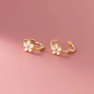 Solid 925 Sterling Silver Daisy Huggie Earrings, Cartilage Helix Multi Piercing Jewelry for Women & Teens