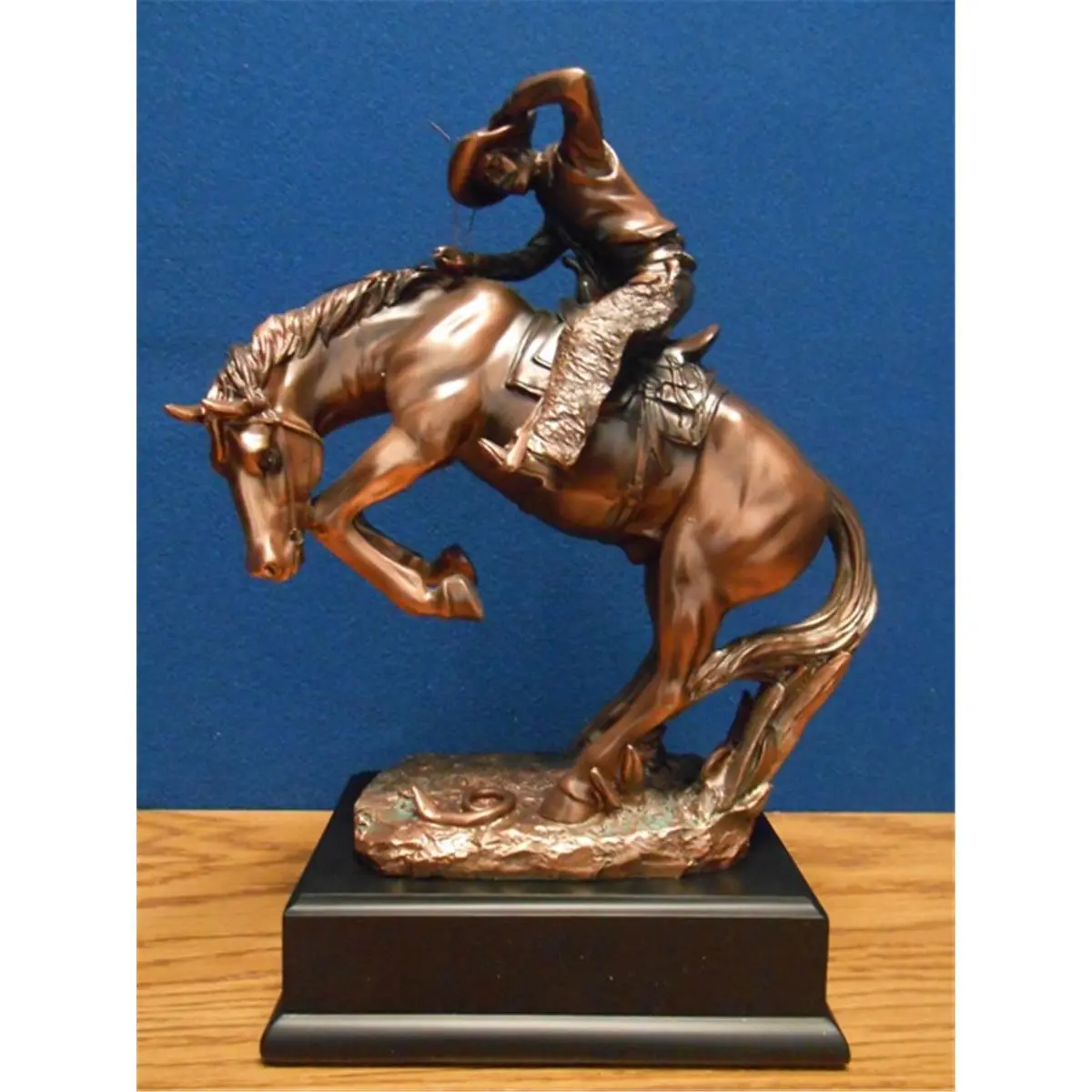 212 MAIN F54290 Western Cowboy Art Figurine - Bronze-Plated Resin Stone Sculpture, Sculpture Desk Decor, Interior Home Decoration Accessory, 8x4.5x11in