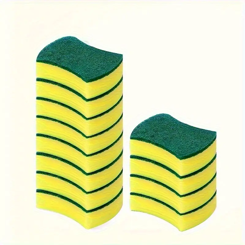 12pcs, Dishwashing Dual Sided Sponge Magic Scrubbing Dishware Artifact Brush Bowl Cleaning Absorbent Sponge Block Scouring Pad, Dish Sponges, Kitchen Stuff, Kitchen Cleaning Gadget