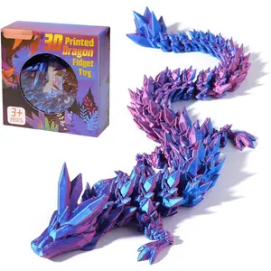 12" 3D Printed Dragon,Crystal Dragon, Dragon Fidget Toy, Home Office Decor Executive Desk Toy