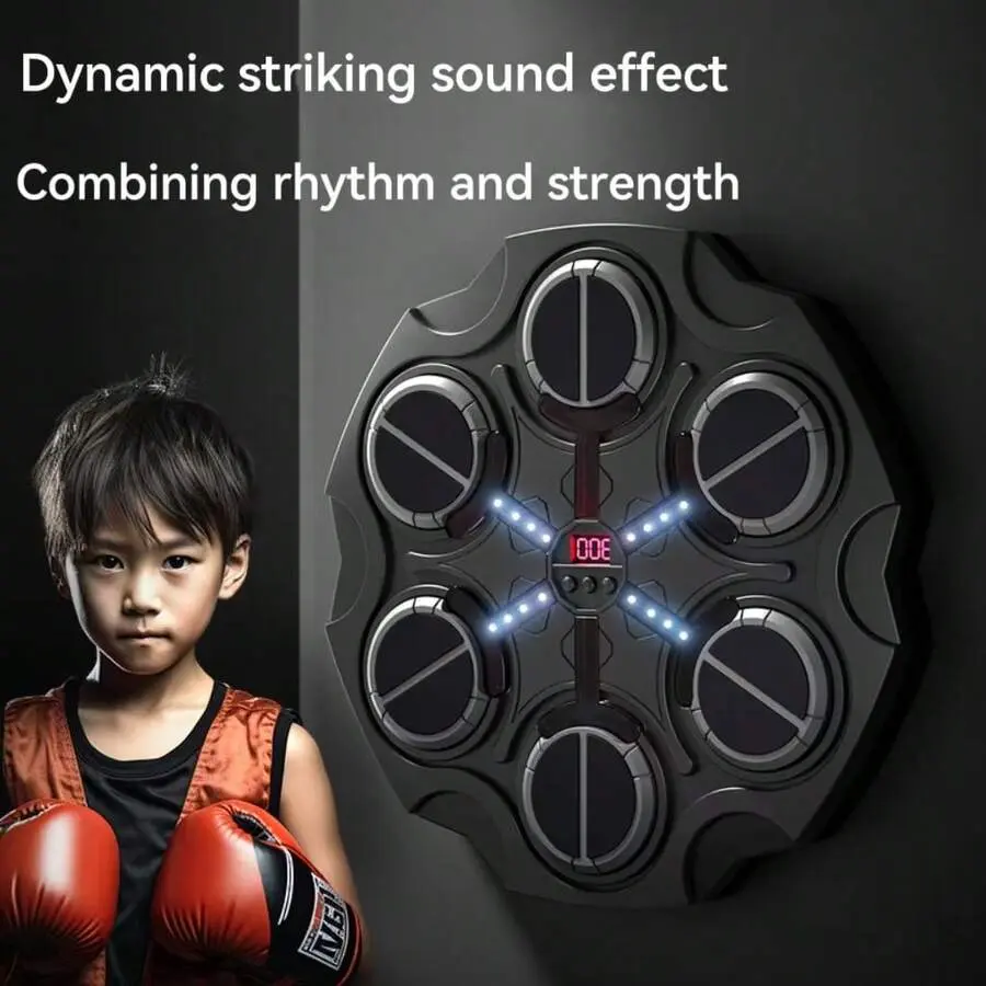 Smart Wall-Mounted Music Boxing Machine, USB Rechargeable ABS Punching Pad with Bluetooth for Kids and Adults, Includes Gloves, Rechargeable Battery, 3 Years+, Bluetooth Sync, Training Pad, Multicolor, Usb Or Other Dc Power Connection, Yes, Punching Dummy