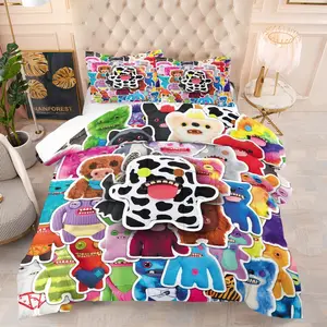 FUGGLER Comforter Set,"Cute Tooth Monster" Series Printed,Soft and Comfortable Bedding Set,Suitable for Bedroom Decoration for Children,Teenagers,and Adults,Includes 1 Quilt and 1 or 2 Pillowcases without Core