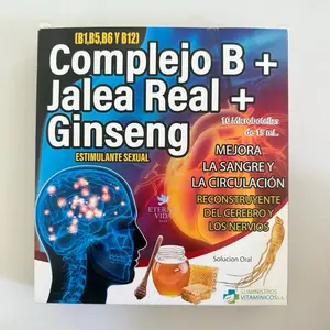 Eterna Vida Complejo B Antioxidant with Real Jelly & Ginseng B1 B5 B6 B12 for Blood Circulation Brain