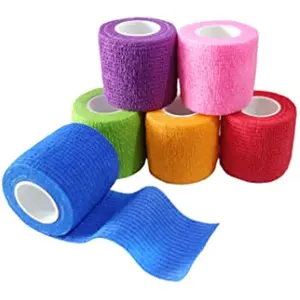 6 Pack 2" x 5 Yards Self Adhesive Bandage Wrap Breathable Cohesive Vet Wrap for Pets, Elastic Self-Adherent Tape for Sports, Wrist, Ankle (Mixed Colors)