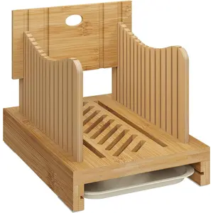 Bread Slicer for Homemade Bread,Adjustable Width Bread Slicing Guides. Sturdy Wooden Bread  Board. Makes  Bagels or Even Bread Slices Easy