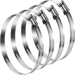 Boao 4 Pieces 6 Inch Adjustable 304 Stainless Steel Duct Clamps Worm Gear Hose Clamp for Pipe, Intercooler, Plumbing, Tube and Fuel Line