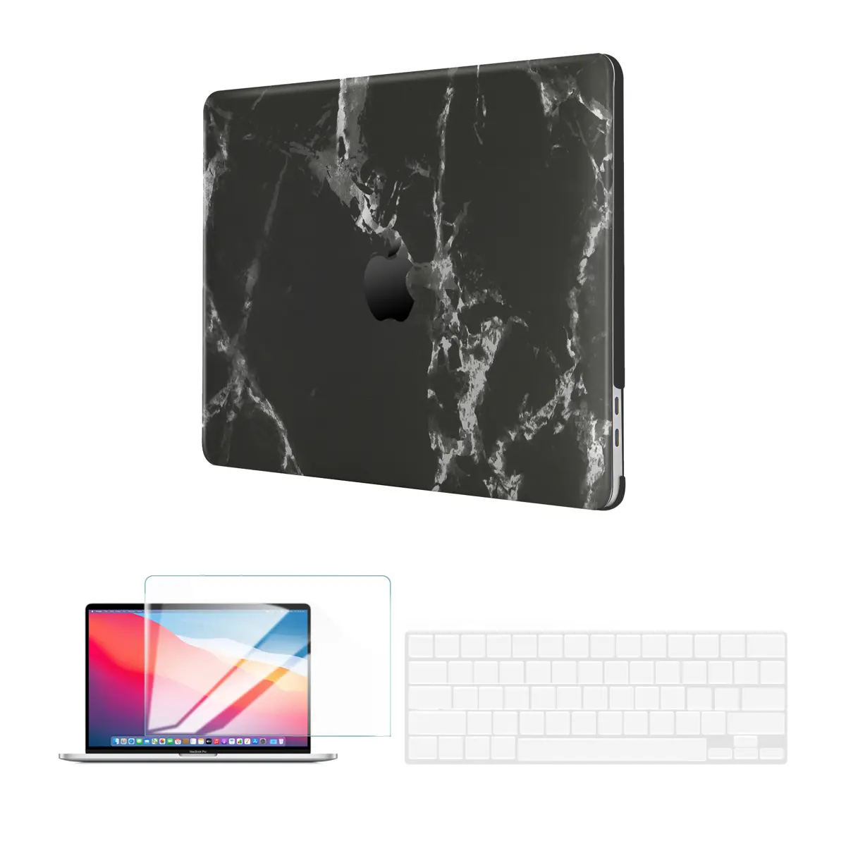 Techprotectus Hardshell Case for Apple 13" MacBook Pro, Black Marble