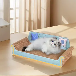 Corrugated Cardboard Scratcher Scratch Bed Anti-slip Design Bed Edge Cats Cratcher Pad Indoor Cat Accessory Durable Pet Furniture Sofa Cat Scratcher Board Kitty Bed Indoor Adult Cat