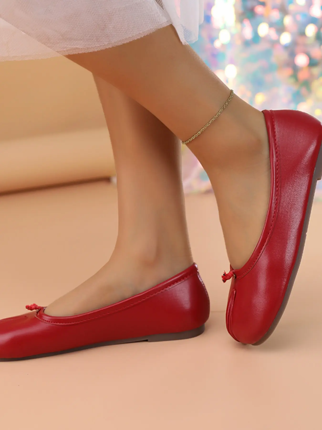 Classic Round Toe Butterfly Knot PU Leather Pig Trotter Shoes, Casual Flats, Women Elegant Vintage Japanese Style, Essential for Shopping, All-Season Fashion