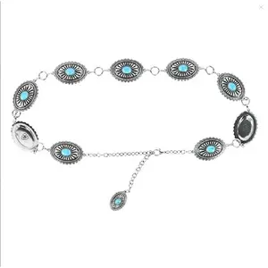 Ariat Womens Oval Turquoise Concho Silver Belt