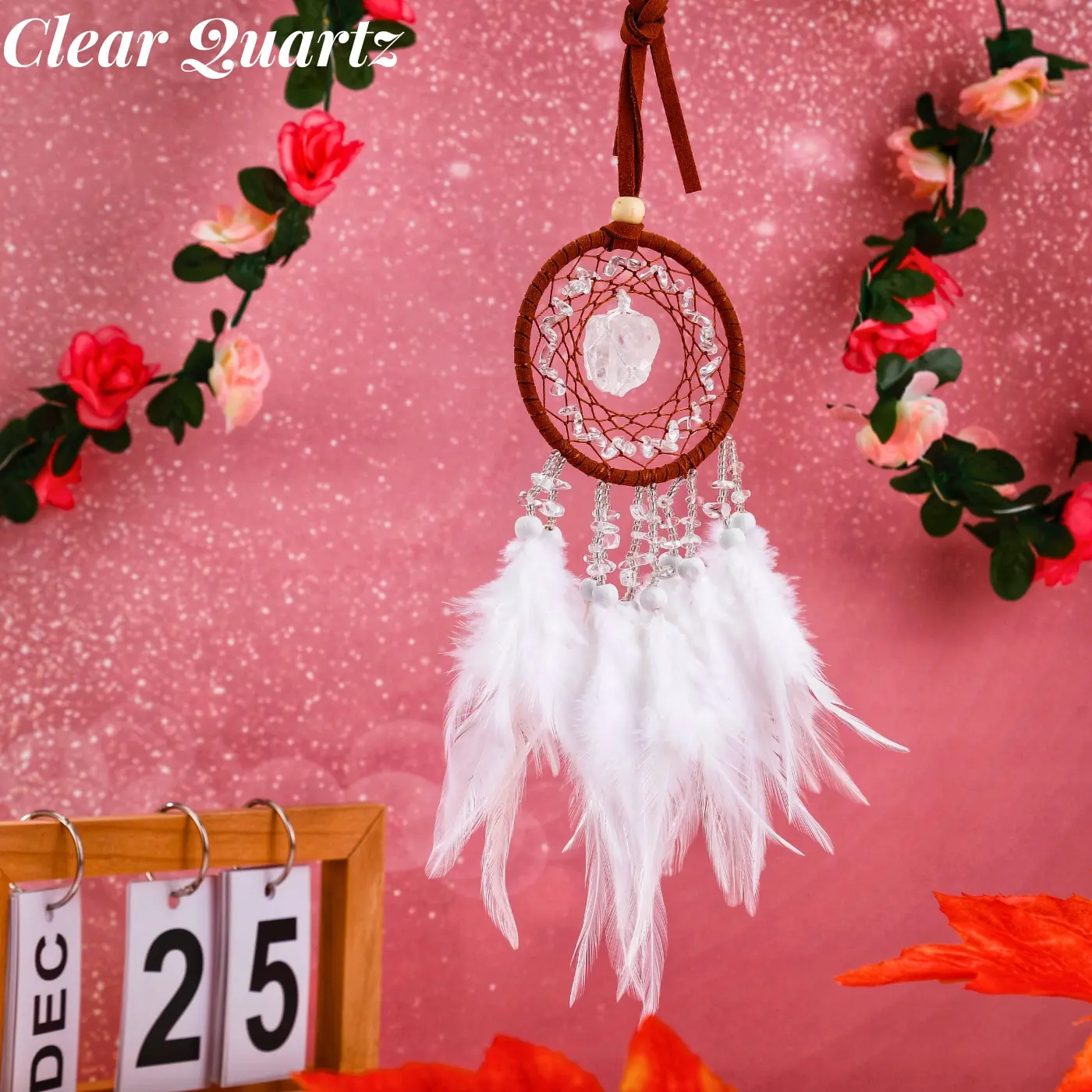 [Magic Crystal] Crystal Dream Catcher, Feather, Handmade, Chakra, Raw Crystal, 2025, Gift, Giftideas, Luxury, Energy, Yoga, Local Shipment,  Decoration Hanging Eye, Nature Ornaments Room Hangable, Halloween