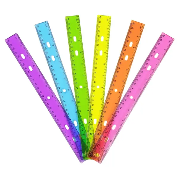 6 Pack Color Transparent Ruler Plastic Rulers 12 Inch | Clear plastic, Dual scale, For school home office