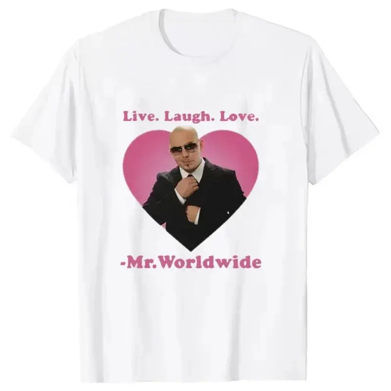 🐶🌞2026 Summer "Live Laugh Love" Mr. Worldwide Pitbull Graphic Tee🐶🌞| Retro Hip Hop Vintage T-Shirt, Unisex Short Sleeve Loose Fit Streetwear Top, Casual Summer Fashion Apparel, Daily Outdoor Holiday Lounge Wear, Gift for Dog & Music Fans