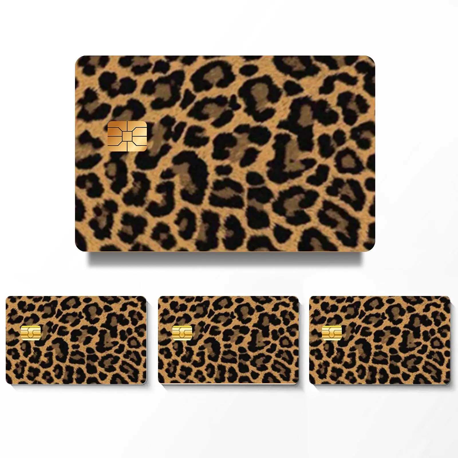 Leopard Pattern Credit Card Skin Sticker, 4 Pcs/Set Thin Waterproof & Scratch-Resistant Custom Card Skins, Customizable Stickers, DIY Decal Film and Personalized Bank Card Decorative Stickers for Outdoor Travel, Funny Gift