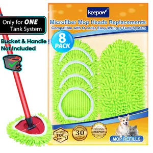 [FREE SHIPPING] Keepow Washable Chenille Dust Mop Replacements Compatible with O-cedar Easy Wring 1-Tank System for Dry/Wet Use, Handle is not include
