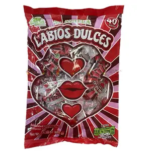 LABIOS DULCES- Acidulated Hard Candy Lollipops Cherry Flavor / 40 Pieces /