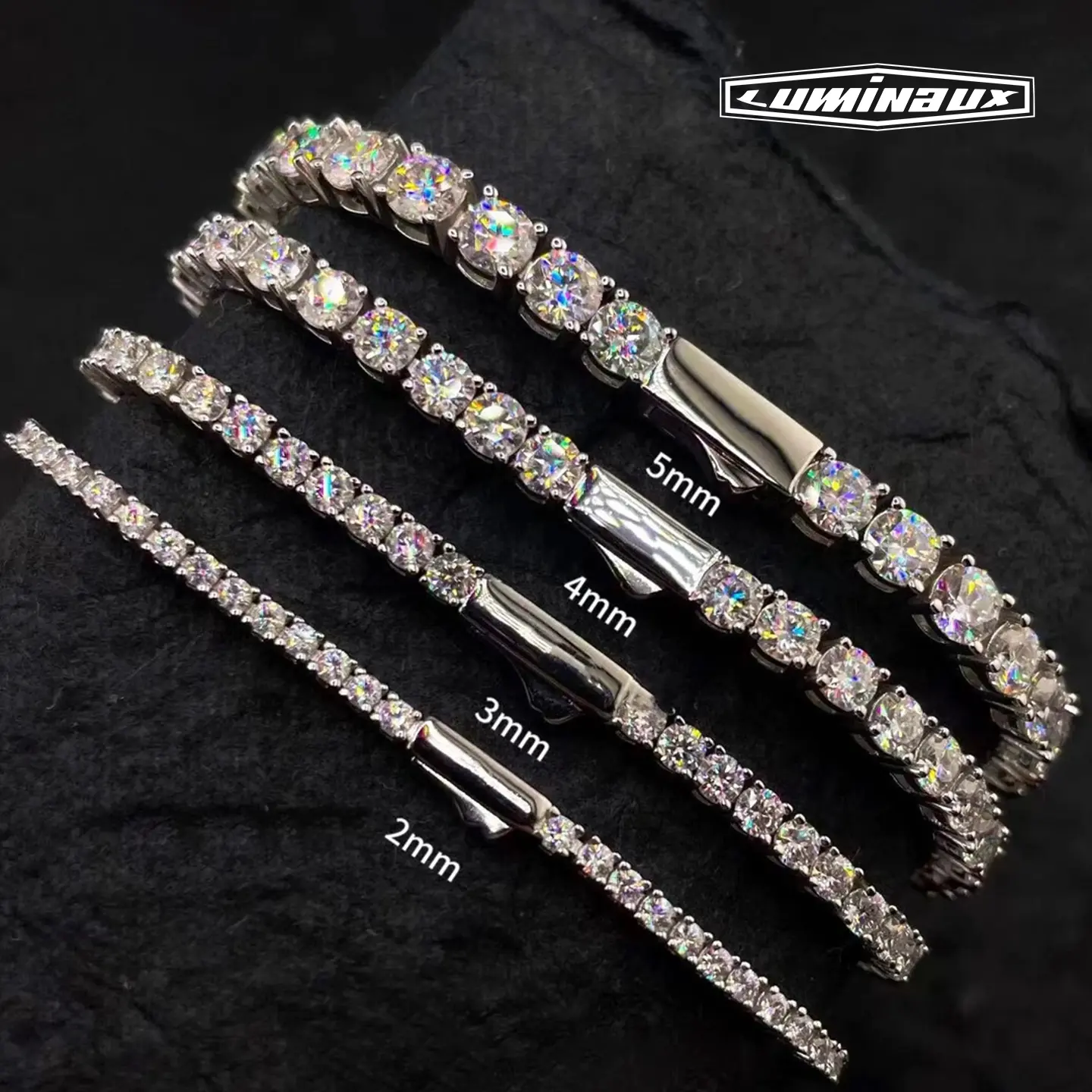 Classic Round Cut Tennis Bracelet for Adults, 3mm-6mm Simulated Gemstone Link Bracelet, AAAAA+ D Color VVS Jewelry for Daily Wear, Link Bracelets, Simulated Gemstones