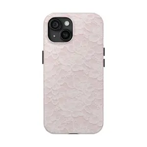 Pink Floral Lace Phone Case - Dual Layer Protection - Case for iP 8, X, 11, 12, 13, 14, 15, 16