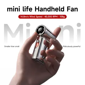minilife Handheld Fan 40000 RPM Brushless Motor Portable Fan with 14.8M/S Max Airflow, 100-Speed Stepless Control, USB Rechargeable Mini Fan for Travel, Outdoor & Daily Use