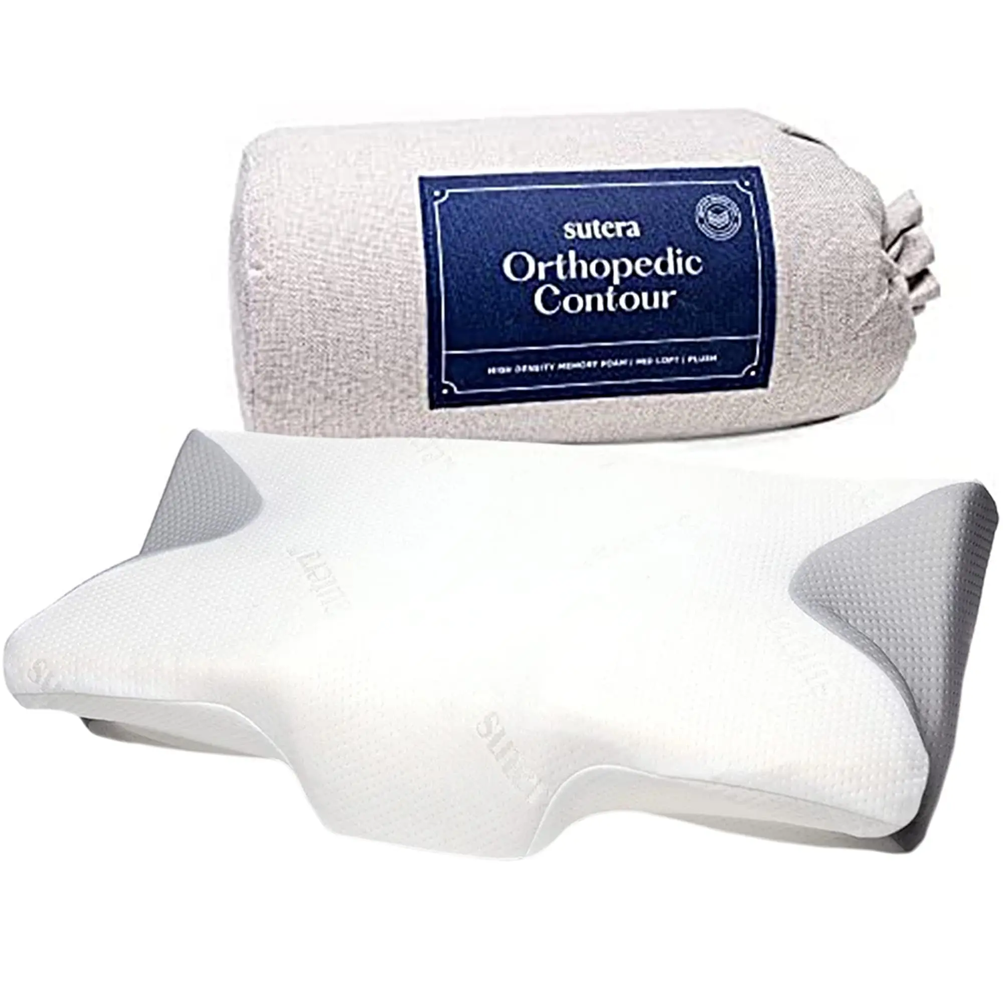 Sutera Dream Deep Contoured CertiPUR Foam Ergonomic Cervical Neck Pillow - CertiPUR-US Certified, Firm, Breathable Cooling Bedding, Machine Washable, Shoulder Pain Relief for Side & All Sleeping Positions, Neck Care Support, Cervical Neck Pillows
