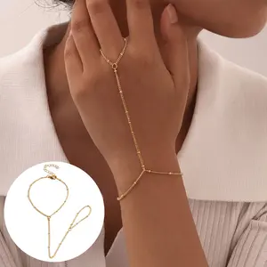 1Pcs Bohemian Bracelets Stack Chain Bracelet Set for Women Gold Hand Chain Rings Bracelets Jewelry for Women Trendy, Perfect for Everyday Vacation Outfits And Festive Occasions