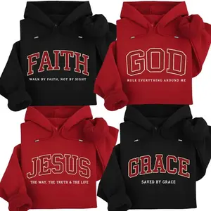 Faith God Jesus Grace Hoodie - God Jesus Grace Faith Design, Chirstian Bible Verse Inspirational Pullover Hoodies, Perfect Religious Gift for Believers, Unisex Streetwear Top