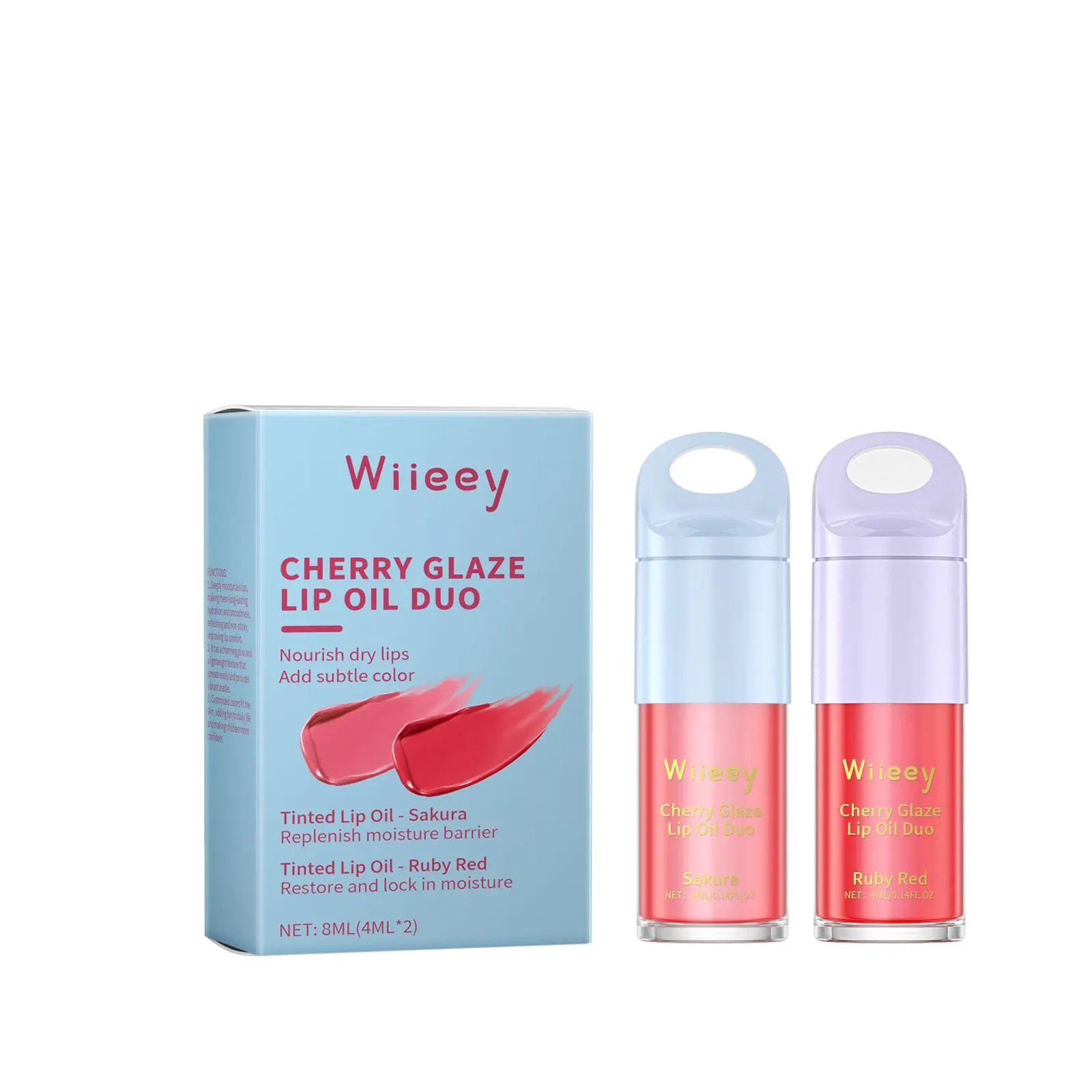 Wiieey Children's Moisturizing Color Lip Glaze Set - Mild Color, Nourishing, Brightening Lip Color with Cherry Gloss Lipgloss, Hydrating Formula Glossy Cosmetic Lipstick Makeup Moisture Moisturizer Hydrate