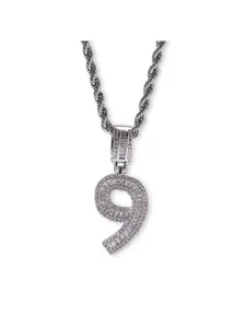 Number Pendant Necklace for Women Men, 18K Gold Plated Initial Necklace with Cubic Zirconia, Personalized Number Charm Jewelry for Birthday Gift, Drop Necklace, Exquisite Trendy Pendant