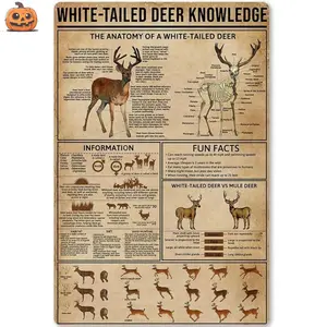 Hello Young White-tailed deer hunting vintage metal sign! Informative decor for farm/kitchen, hunter's must-have!