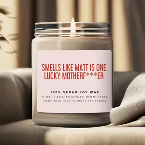 Smells Like Matt Is One Lucky Motherf***er Candle 9 Oz Vegan Soy Wax Eco Friendly Non Toxic Glass Jar Upcoming Wedding Gift Sarcastic Decor