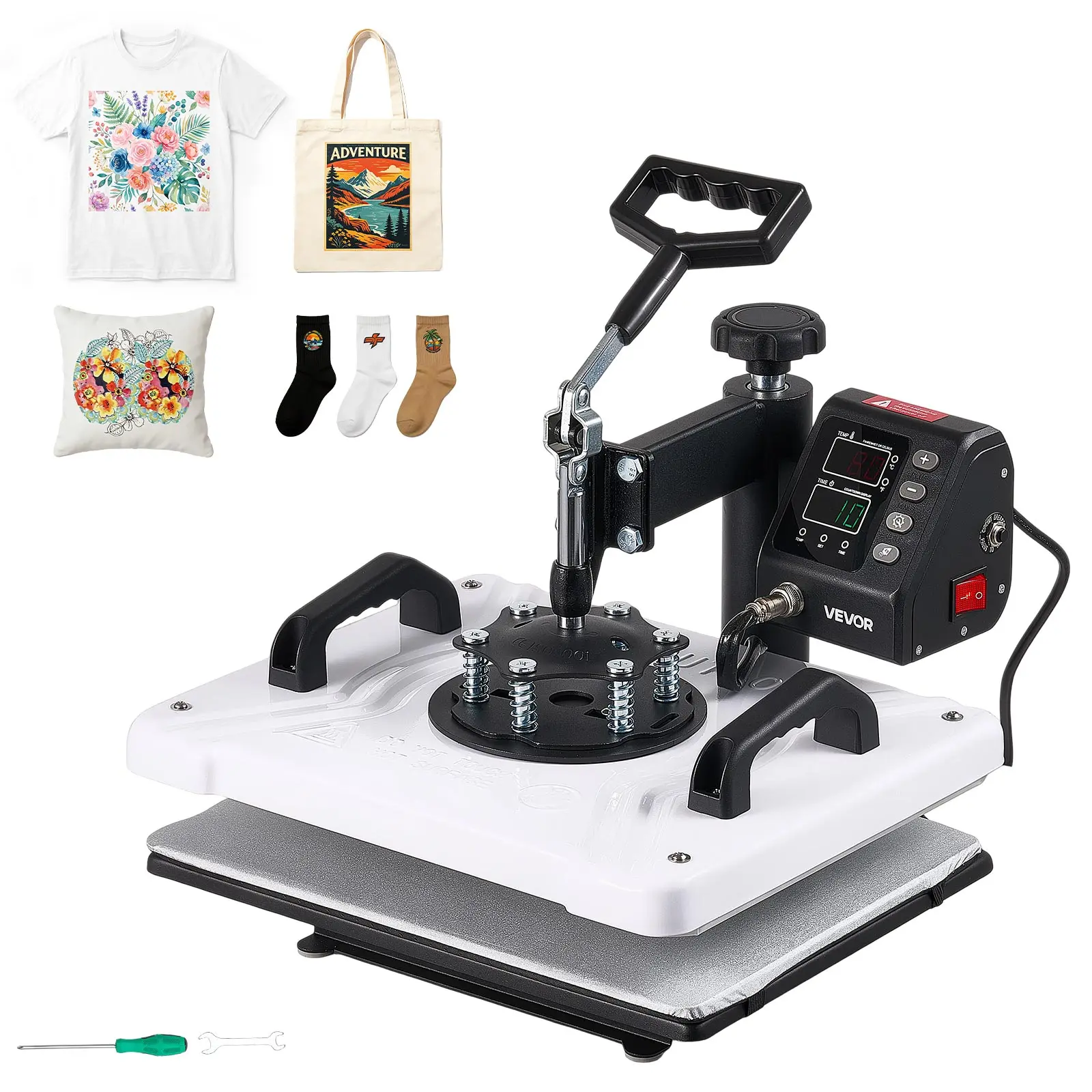VEVOR 12x15 in 360° Swing-Away Heat Press Machine, Sublimation Press with Fast Even Heating, Digital Precise Time & Temperature Control, Adjustable Pressure for T-Shirts, Aprons, DIY Projects, Double Insulation