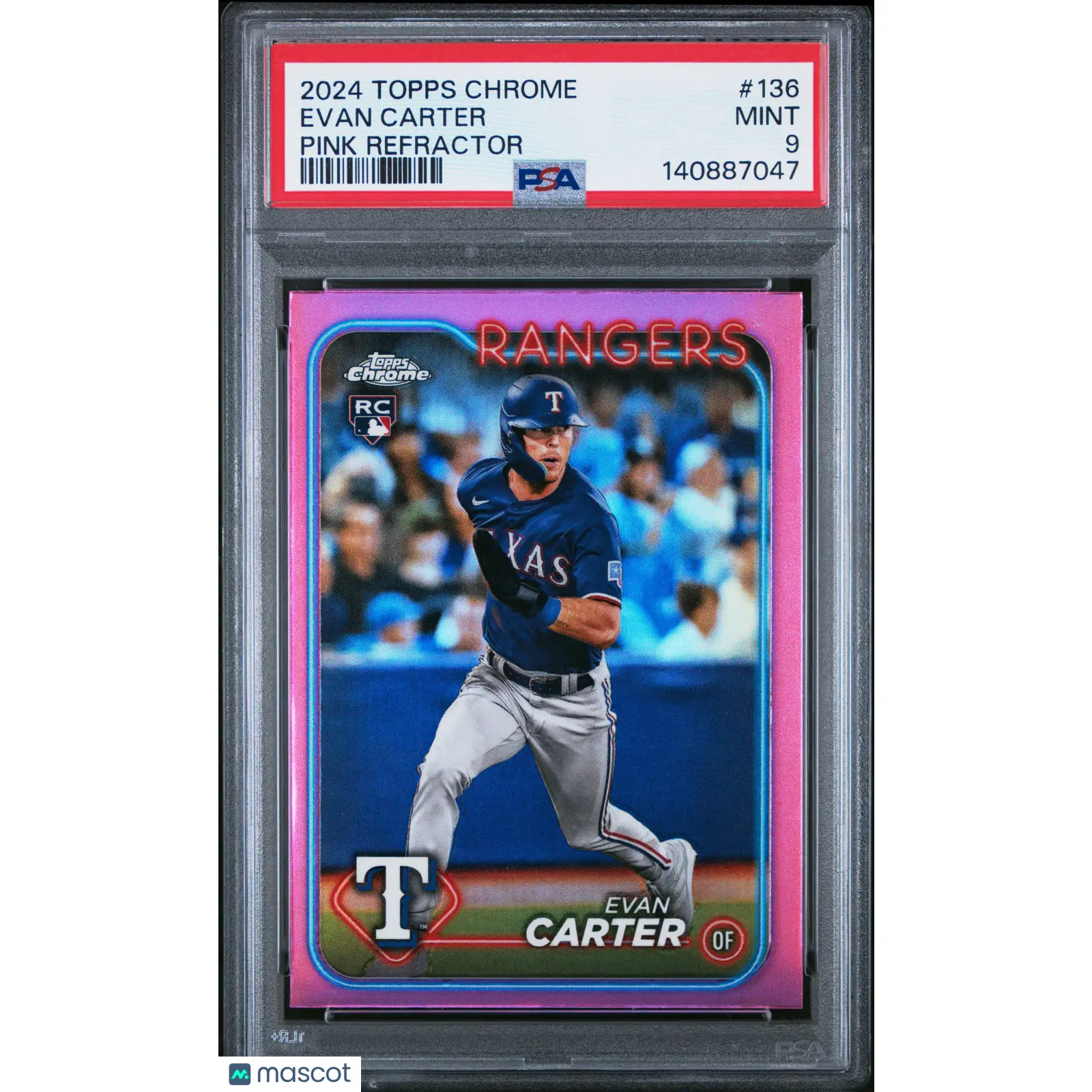 2024 Topps Chrome Evan Carter #136 Pink Refractor PSA 9