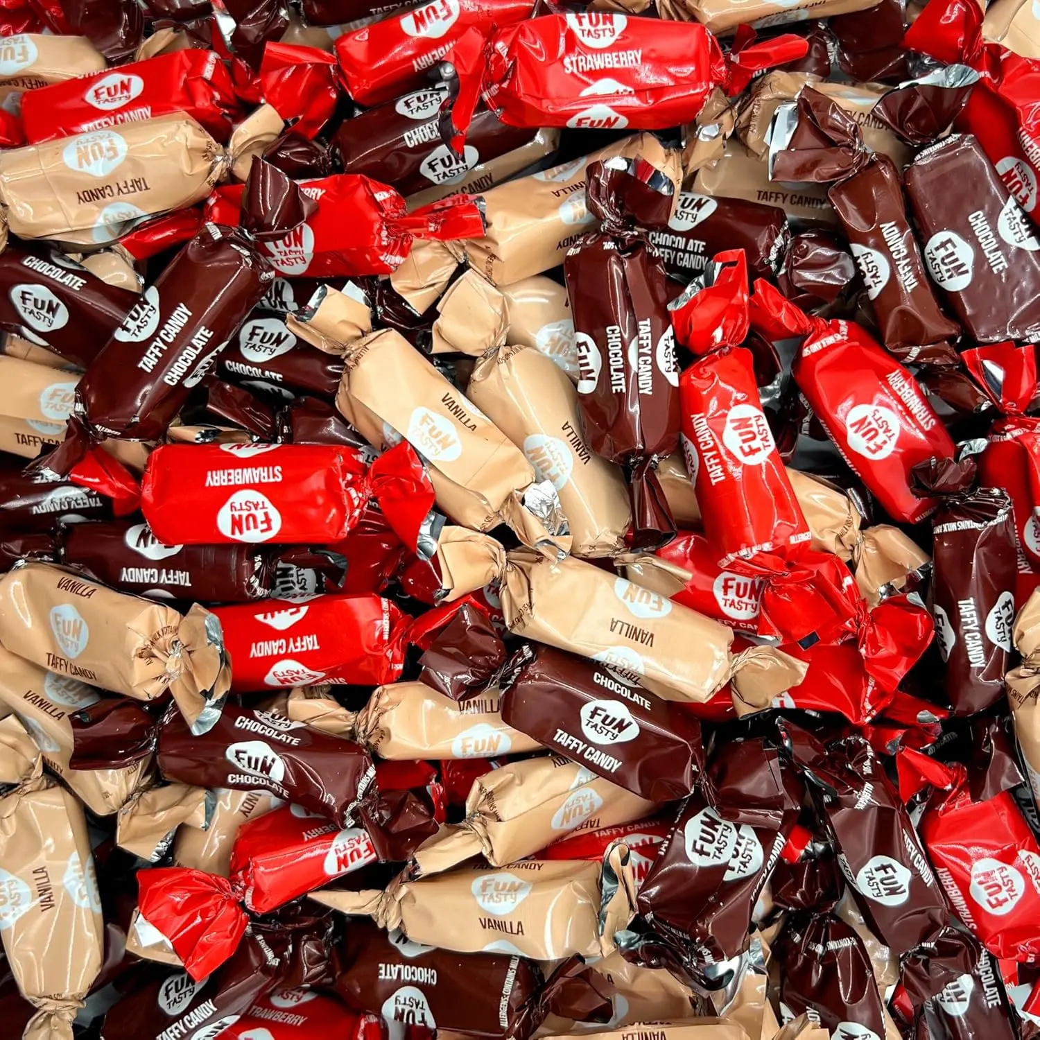 Taffy Candy, Assorted Caramels - Vanilla, Chocolate, Strawberry - 2 Lb Pack | Individually Wrapped Candy, Neapolitan Caramel Taffies