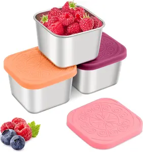 Stainless Steel Snack Containers for Kids 7.2oz Easy Open Leak Proof Reusable Snack Box Container with Lids - 3 Pack for Meal Prep and Travel Kitchen Utensils