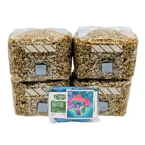 FunGuy Grow Kits - 4 - 1lb Grain Spawn bags Rye Berries w/ Injection Ports Mushroom Growing How To