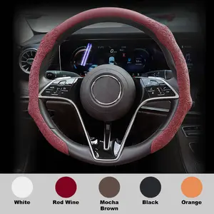 SUPEREVER Napa Nappa Embossed Leather Car Steering Wheel Cover - Non-Slip Wear Resistant Ultra-Thin Universal Grip Cover for Four Seasons Car Accessories Profile