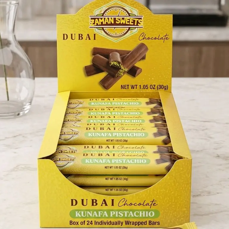 Zaman Sweets Dubai Chocolate Singles – 24-Count Box (1.05 oz Bars)