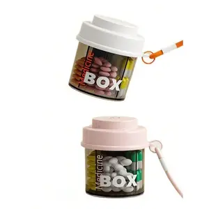 Portable Sealed Pill Organizer Box Travel Medicine Dispenserwith Lanyard Multi-Compartment Vitamin SupplementContainer Daily Moisture-Proof Pill Case weekly pillbox