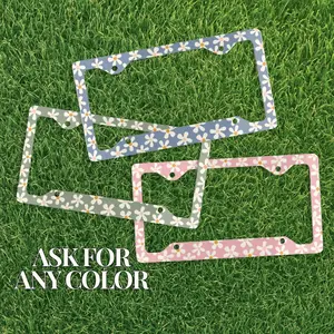 Daisy License Plate Frame, Custom Color License Plate Frame, Floral License Plate Holder, Cute Car Accessory, Flower License Plate Cover