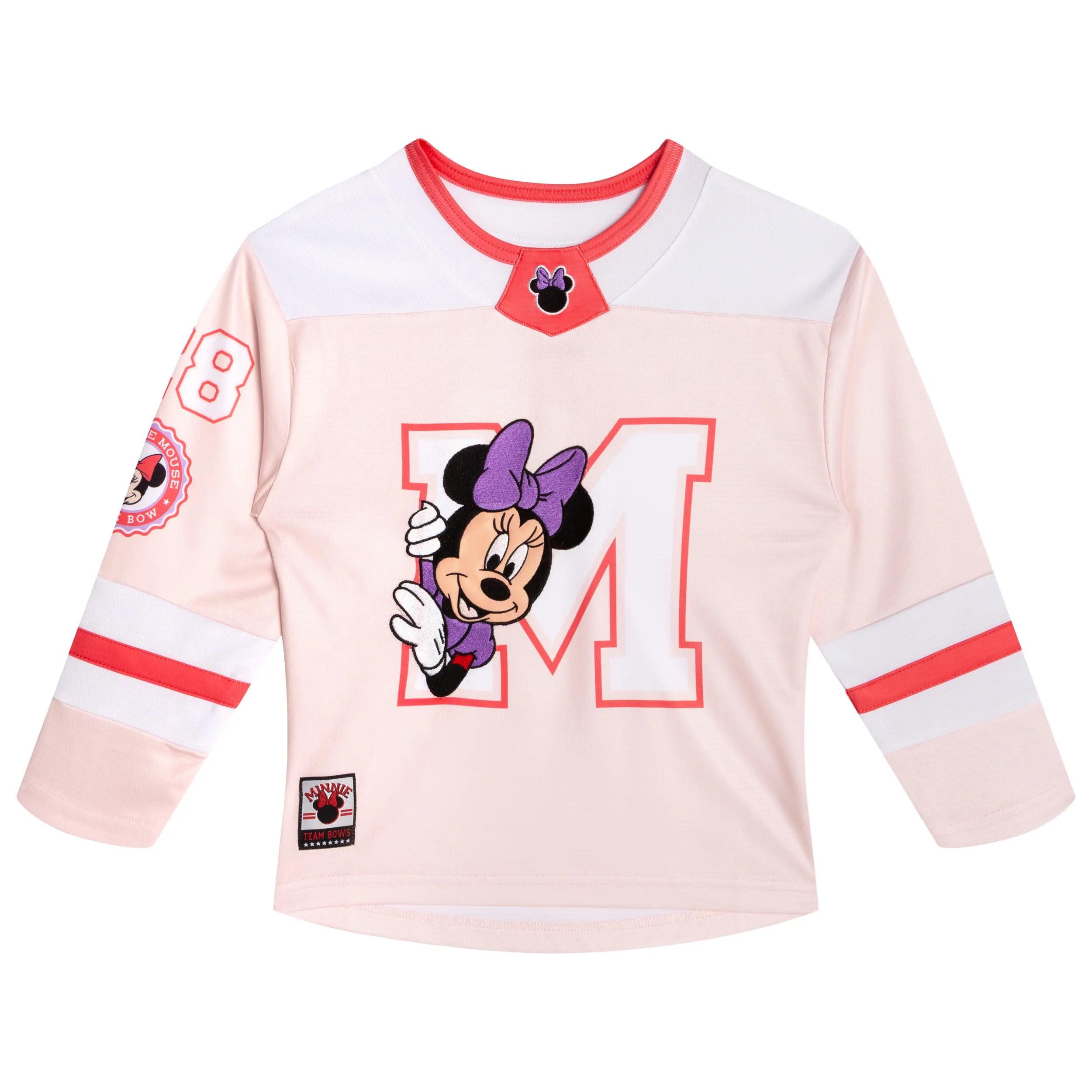 Disney Women's, Girls' & Toddler Athletic Fit Hockey Jersey, Long Sleeve Pullover in Textured Mesh with Embroidered Appliqué for Matching Family Outfits, Women's Matching Sets, Matching Sets, 200 Gsm Textured Closed Mesh, Embroidery, Long Sleeve Shirt, V,