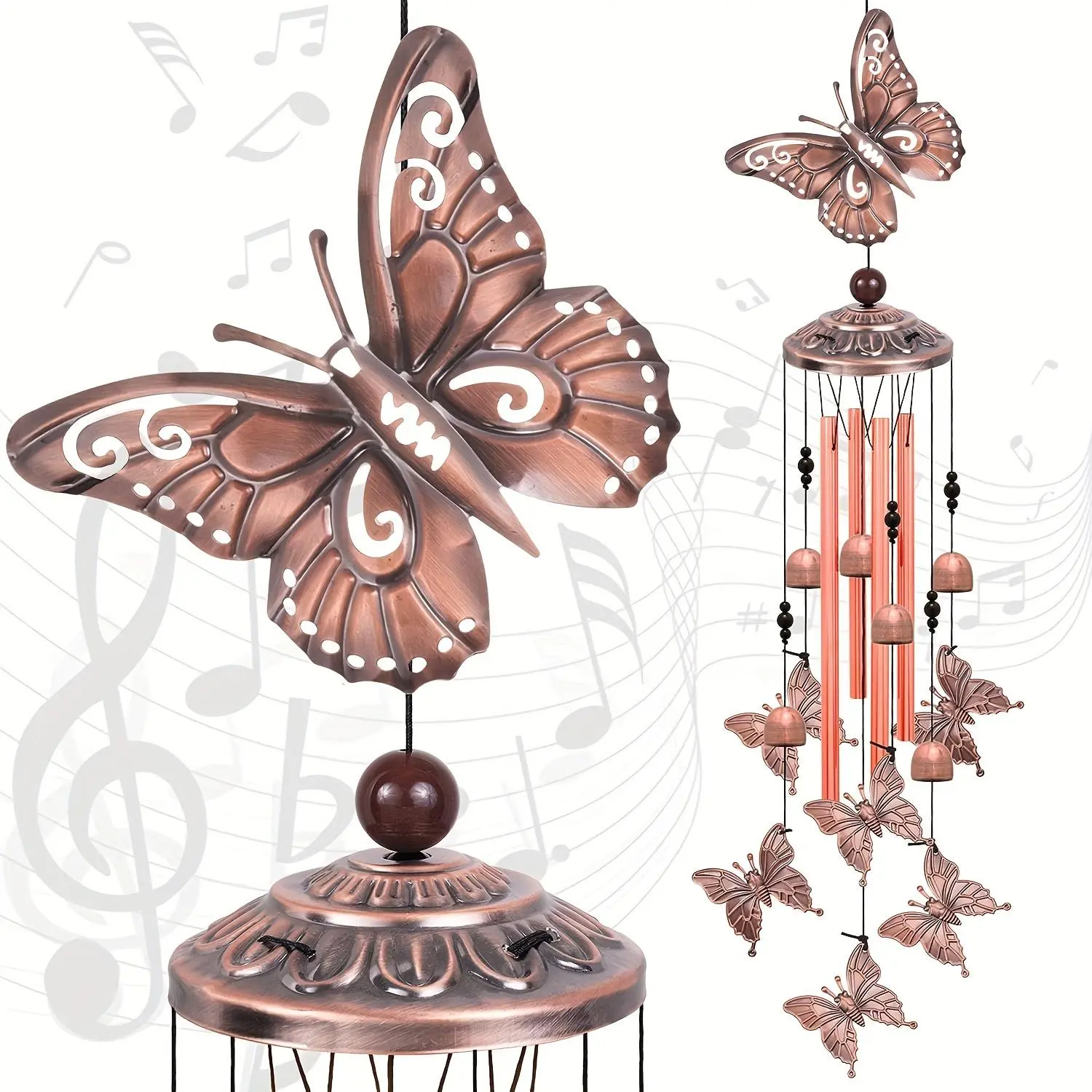 Butterfly Design Wind Chime, Outdoor Hanging Decoration, Decorative Wind Chime, Exquisite S-shaped Hook Design Wind Chime for Garden & Patio Decoration, Home Decor, Garden Decor, Garden Decorations, Outdoor Wind Chimes, Windchimes